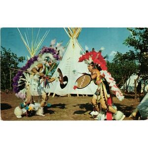 Vintage Indian City Oklahoma Shield‎ Dance Postcard by Bob Taylor 1958